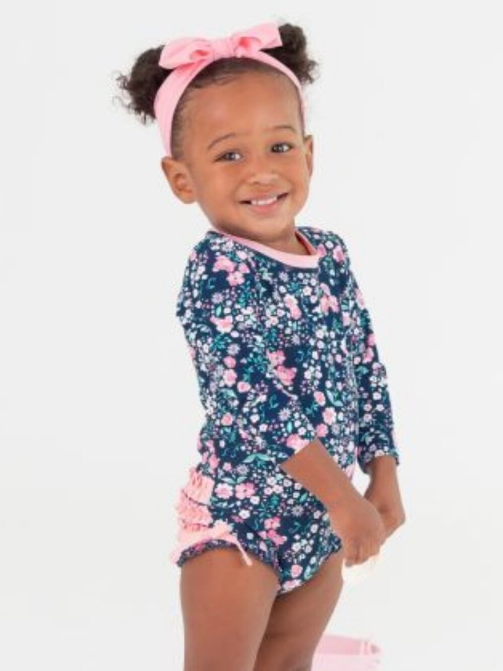 NWT RuffleButts size 12-18M Moonlit Meadow Long Sleeve One Piece Rash Guard Swim